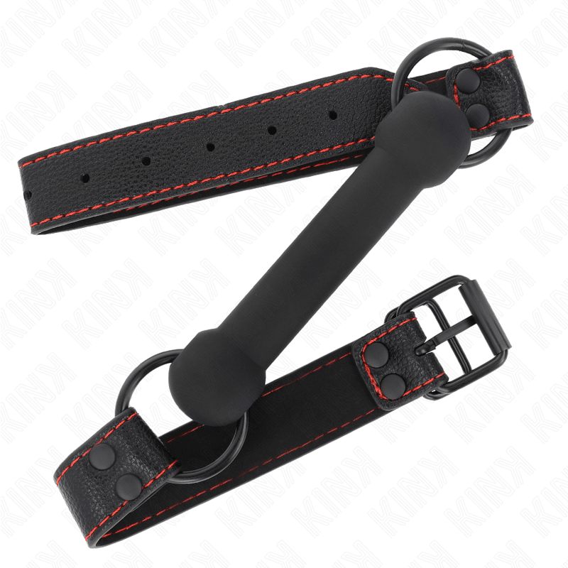 KINK - BONE GAG WITH LEATHERETTE STRAP BLACK ADJUSTABLE 41 - 57 CM - Kink&Play