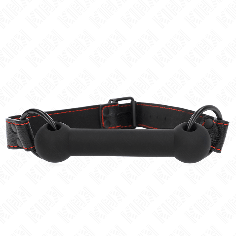 KINK - BONE GAG WITH LEATHERETTE STRAP BLACK ADJUSTABLE 41 - 57 CM - Kink&Play
