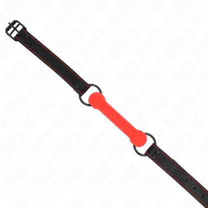 KINK - BONE GAG WITH LEATHERETTE STRAP RED ADJUSTABLE 41 - 57 CM - Kink&Play