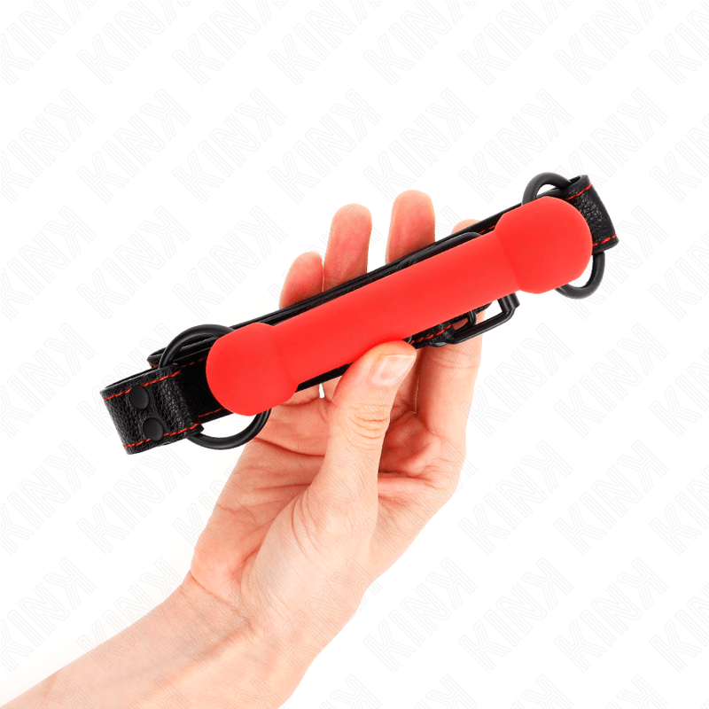 KINK - BONE GAG WITH LEATHERETTE STRAP RED ADJUSTABLE 41 - 57 CM - Kink&Play