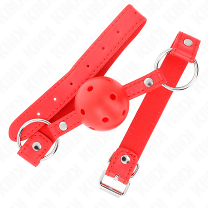 KINK - BREATHABLE BALL 4 CM GAG WITH DOUBLE RIVET MODEL 1 RED 62.5 x 2.5 CM ADJUSTABLE 42 - 58 CM - Kink&Play