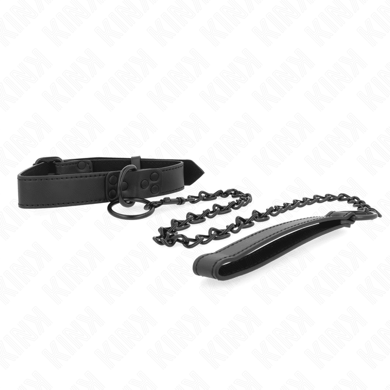 KINK - COLLAR WITH DARK LEASH 65 CM ADJUSTABLE 37 - 54 CM X 3 CM - Kink&Play
