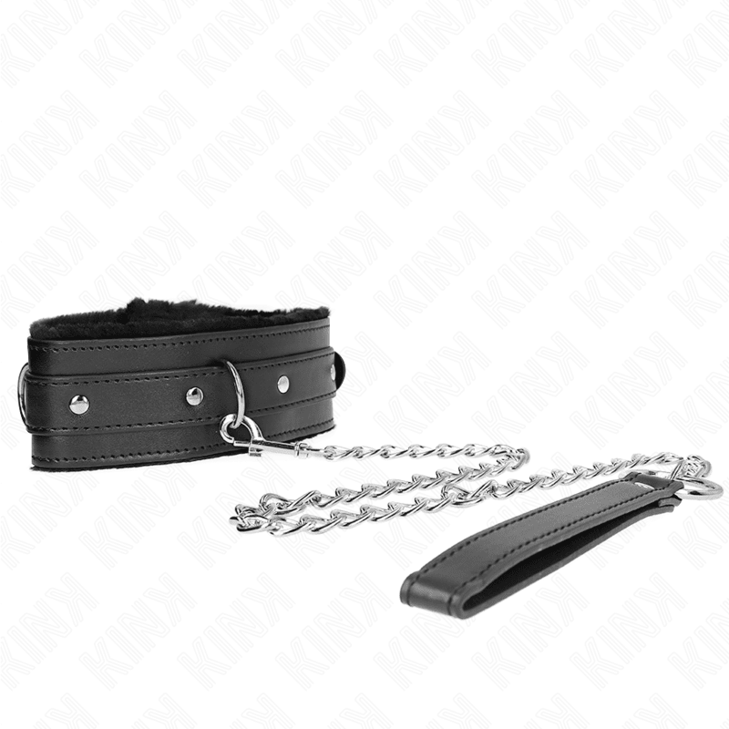 KINK - COLLAR WITH LEASH 65 CM WITH RESTRICTIONS BLACK 36 - 42 CM X 5.5 CM - Kink&Play