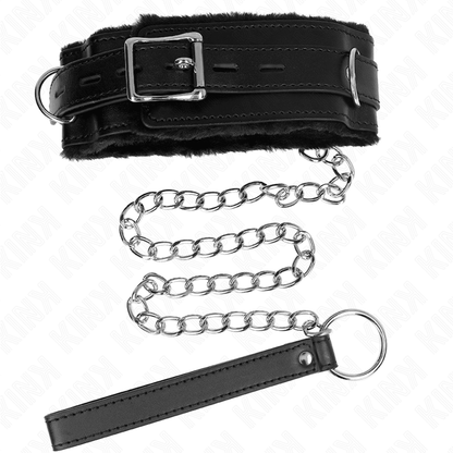 KINK - COLLAR WITH LEASH 65 CM WITH RESTRICTIONS BLACK 36 - 42 CM X 5.5 CM - Kink&Play