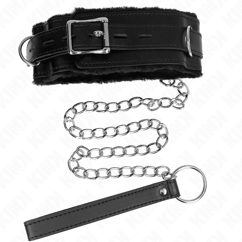 KINK - COLLAR WITH LEASH 65 CM WITH RESTRICTIONS BLACK 36 - 42 CM X 5.5 CM - Kink&Play