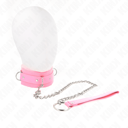 KINK - COLLAR WITH LEASH 65 CM WITH RESTRICTIONS PINK 36 - 42 CM X 5.5 CM - Kink&Play