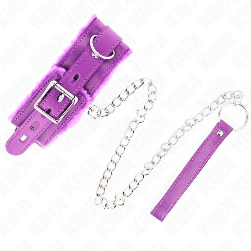 KINK - COLLAR WITH LEASH 65 CM WITH RESTRICTIONS PURPLE 36 - 42 CM X 5.5 CM - Kink&Play