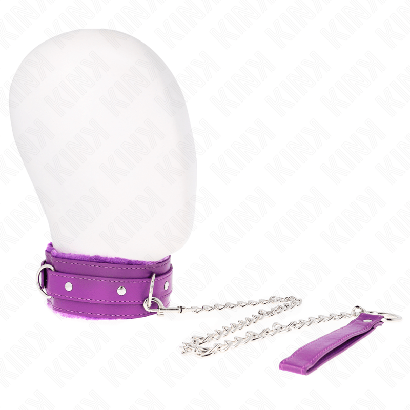 KINK - COLLAR WITH LEASH 65 CM WITH RESTRICTIONS PURPLE 36 - 42 CM X 5.5 CM - Kink&Play