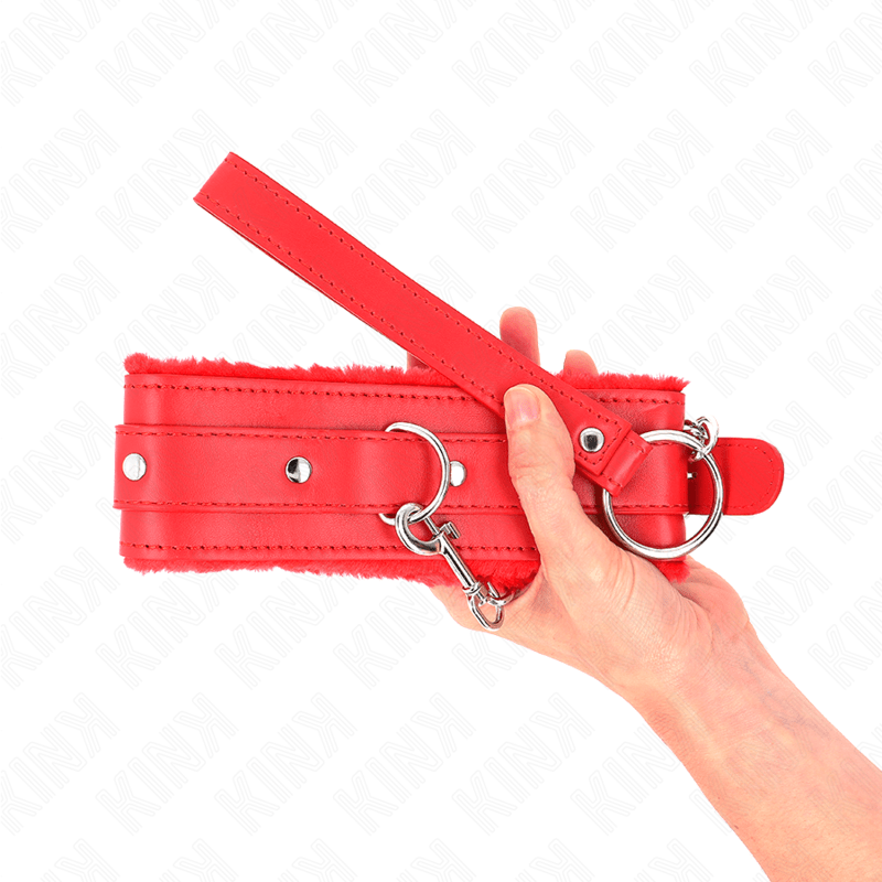 KINK - COLLAR WITH LEASH 65 CM WITH RESTRICTIONS RED 36 - 42 CM X 5.5 CM - Kink&Play