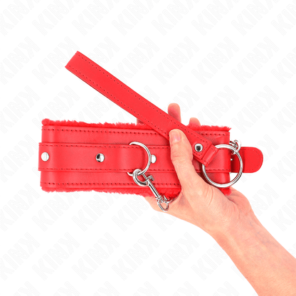 KINK - COLLAR WITH LEASH 65 CM WITH RESTRICTIONS RED 36 - 42 CM X 5.5 CM - Kink&Play