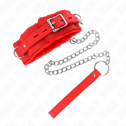KINK - COLLAR WITH LEASH 65 CM WITH RESTRICTIONS RED 36 - 42 CM X 5.5 CM - Kink&Play