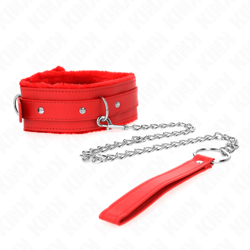 KINK - COLLAR WITH LEASH 65 CM WITH RESTRICTIONS RED 36 - 42 CM X 5.5 CM - Kink&Play