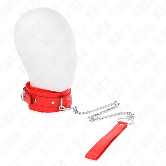 KINK - COLLAR WITH LEASH 65 CM WITH RESTRICTIONS RED 36 - 42 CM X 5.5 CM - Kink&Play