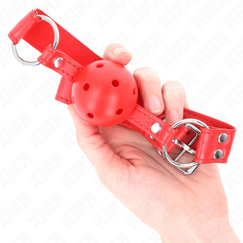 KINK - COMPLETE RED HOLLOW HARD BALL GAG 62 x 2 CM - Kink&Play