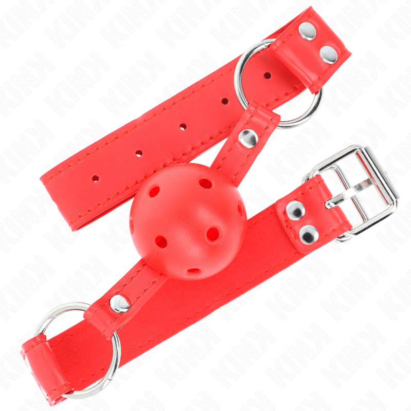 KINK - COMPLETE RED HOLLOW HARD BALL GAG 62 x 2 CM - Kink&Play