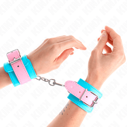 KINK - CUTE WRIST RESTRAINTS BLUE / PINK ADJUSTABLE 16 - 28 CM X 5 CM - Kink&Play