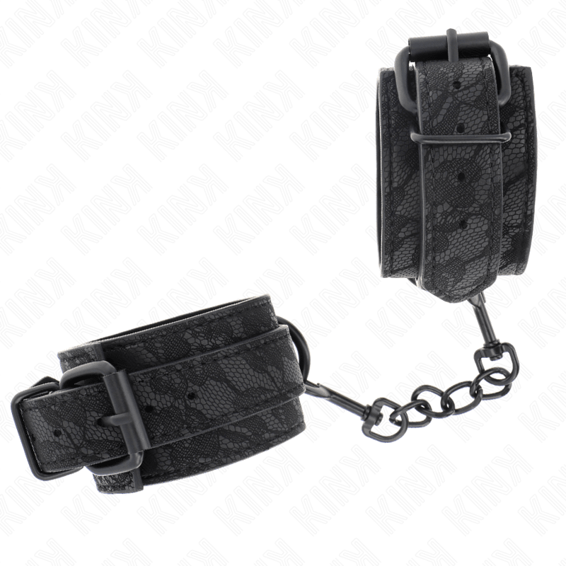KINK - DARK LACE COVERED WRIST CUFFS ADJUSTABLE BLACK 19 - 26 CM - Kink&Play
