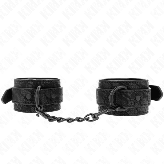 KINK - DARK LACE COVERED WRIST CUFFS ADJUSTABLE BLACK 19 - 26 CM - Kink&Play