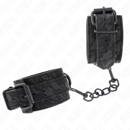 KINK - DARK LACE COVERED WRIST CUFFS ADJUSTABLE BLACK 19 - 26 CM - Kink&Play