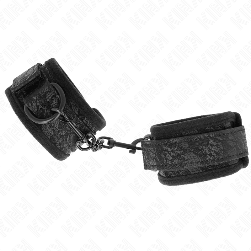 KINK - DARK LACE COVERED WRIST CUFFS NEOPRENE ADJUSTABLE BLACK 20 - 29 CM X 5 CM - Kink&Play