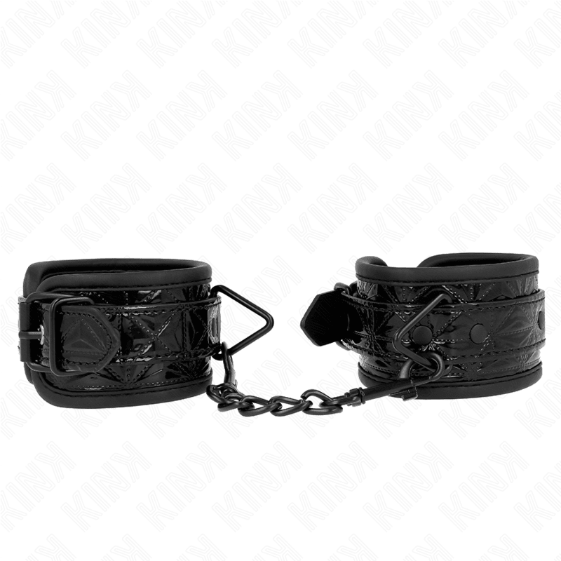 KINK - DIAMOND PATTERN WRIST RESTRAINTS BLACK ADJUSTABLE 17 - 26 CM X 5.5 CM - Kink&Play