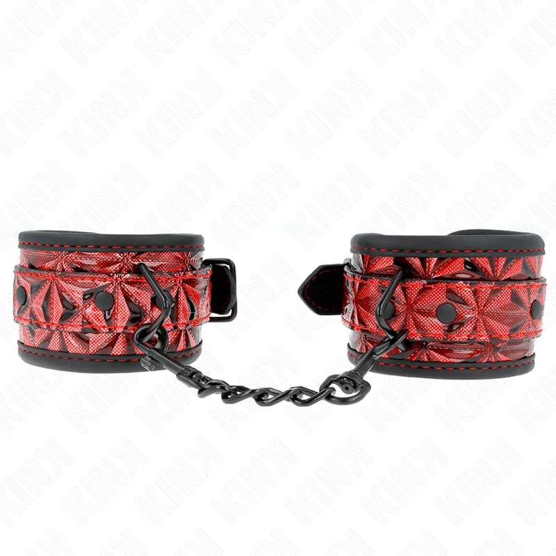 KINK - DIAMOND PATTERN WRIST RESTRAINTS DARK RED ADJUSTABLE 17 - 26 CM X 5.5 CM - Kink&Play