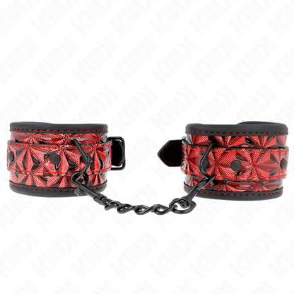 KINK - DIAMOND PATTERN WRIST RESTRAINTS DARK RED ADJUSTABLE 17 - 26 CM X 5.5 CM - Kink&Play
