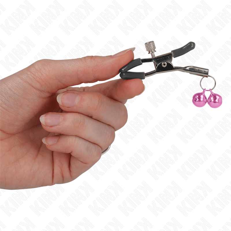 KINK - DOUBLE BELL NIPPLE CLAMP PINK 6 CM - Kink&Play