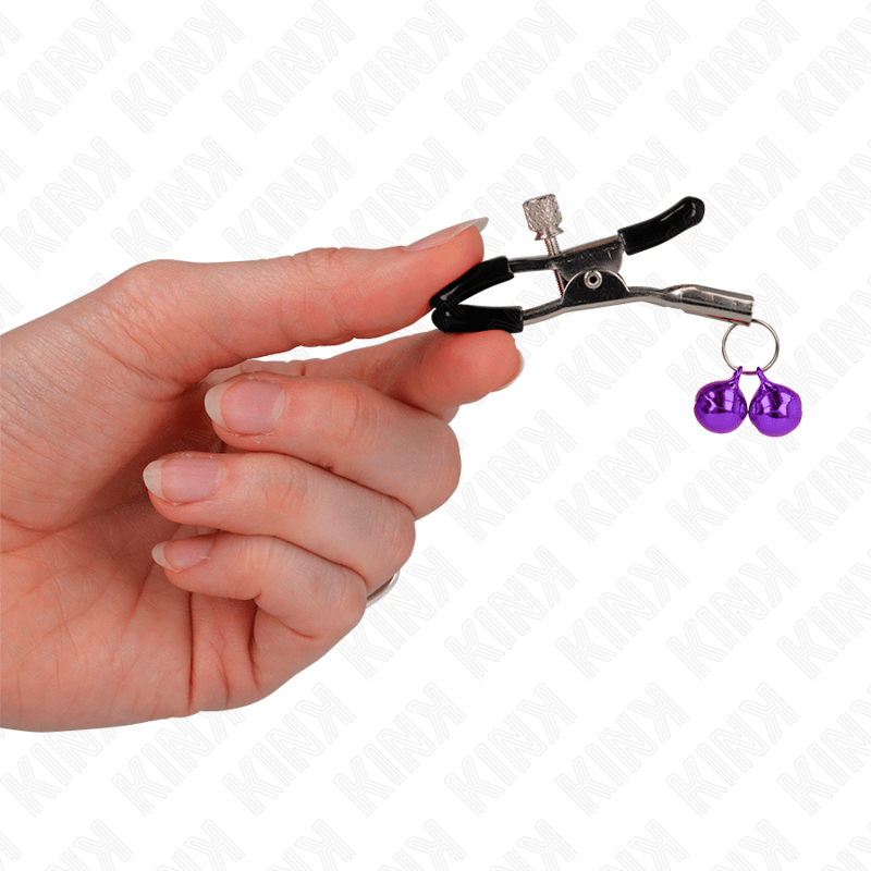 KINK - DOUBLE BELL NIPPLE CLAMP PURPLE 6 CM - Kink&Play
