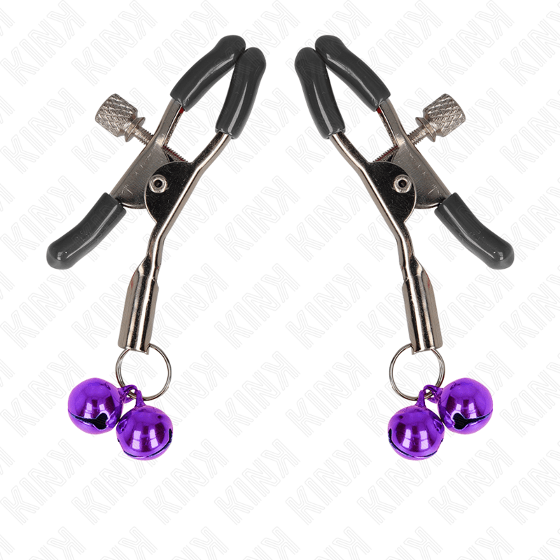 KINK - DOUBLE BELL NIPPLE CLAMP PURPLE 6 CM - Kink&Play