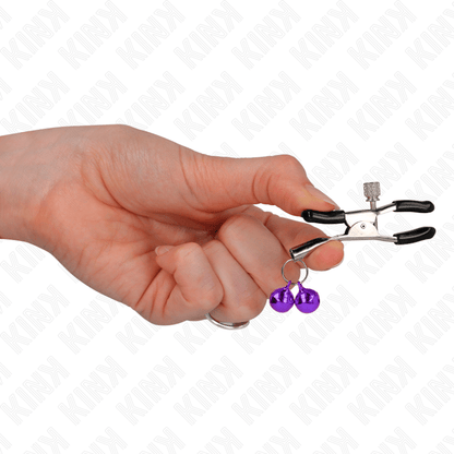KINK - DOUBLE BELL NIPPLE CLAMP PURPLE 6 CM - Kink&Play