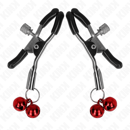 KINK - DOUBLE BELL NIPPLE CLAMP RED 6 CM - Kink&Play
