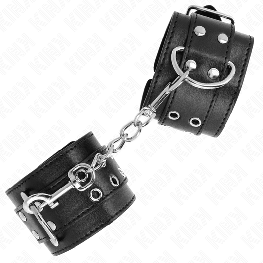 KINK - DOUBLE BUCKLE WRIST RESTRAINTS BLACK ADJUSTABLE 19 - 26 CM - Kink&Play
