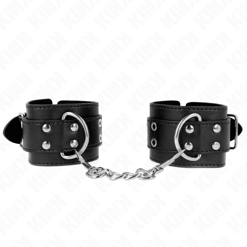 KINK - DOUBLE BUCKLE WRIST RESTRAINTS BLACK ADJUSTABLE 19 - 26 CM - Kink&Play