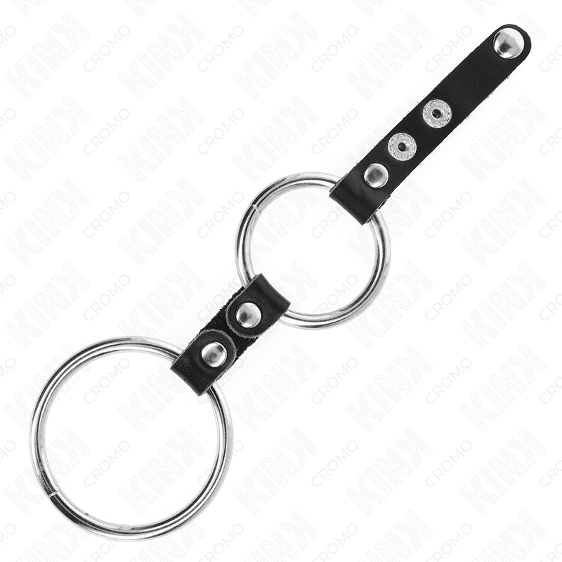 KINK - DOUBLE PENIS RING 3.8 CM TO 5 CM CONNECTED BY LEATHER - Kink&Play