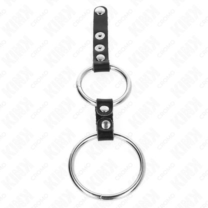 KINK - DOUBLE PENIS RING 3.8 CM TO 5 CM CONNECTED BY LEATHER - Kink&Play