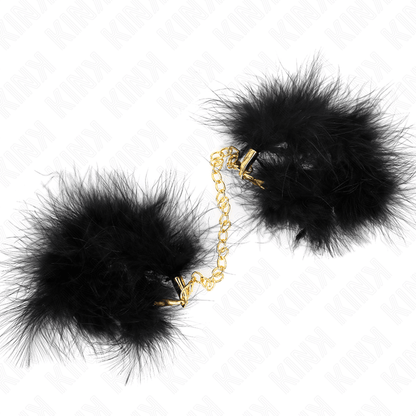 KINK - FEATHER HAND CUFFS WITH GOLD CHAIN MODEL 0 - Kink&Play