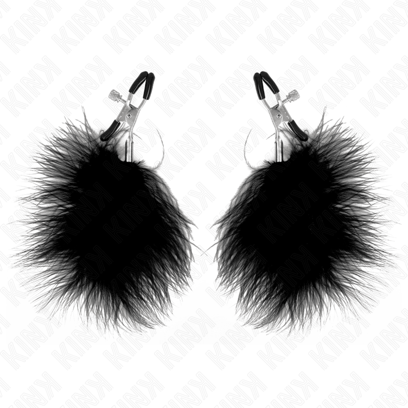 KINK - FEATHER NIPPLE CLAMP BLACK 7 CM - Kink&Play