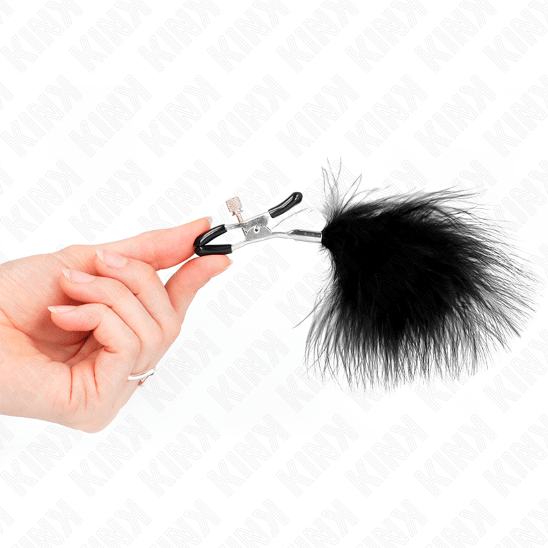 KINK - FEATHER NIPPLE CLAMP BLACK 7 CM - Kink&Play