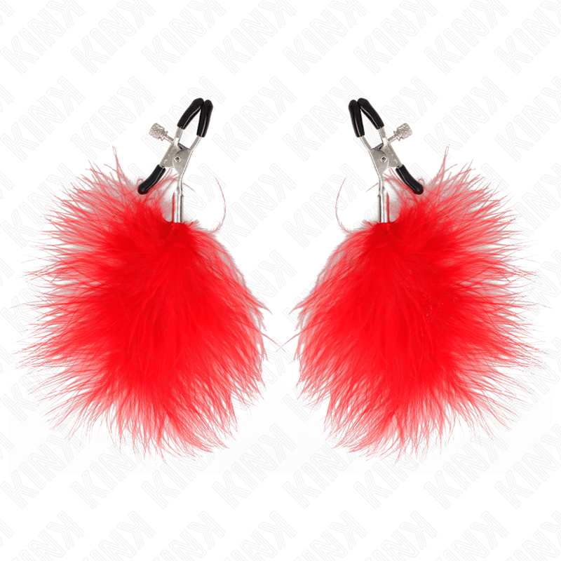 KINK - FEATHER NIPPLE CLAMP RED 7 CM - Kink&Play