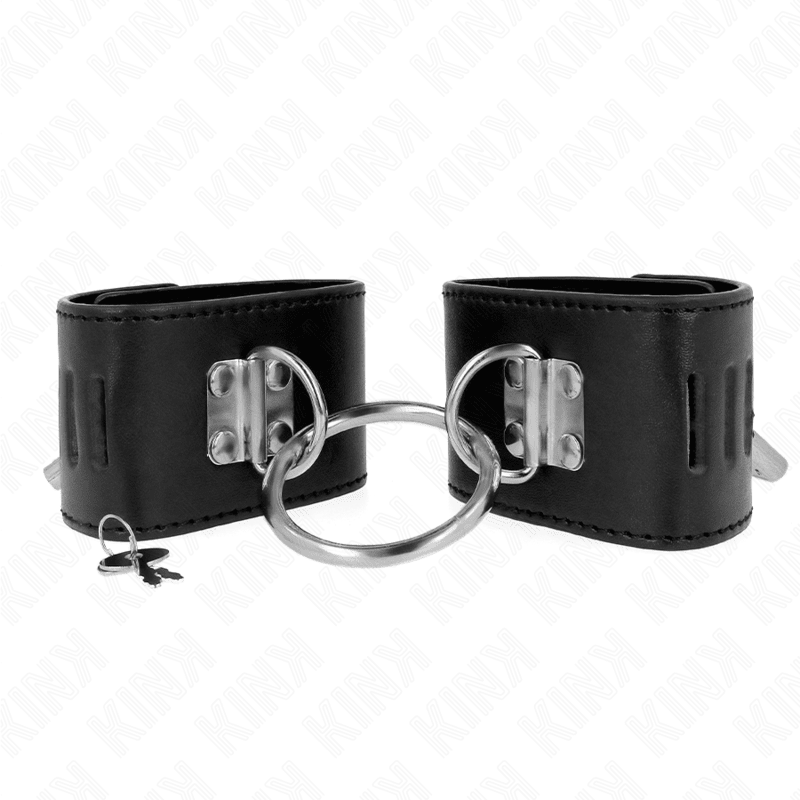 KINK - FIXED WRIST RESTRAINTS WITH RING AND PADLOCK CLOSURE BLACK ADJUSTABLE 16 - 23 CM X 5.5 CM - Kink&Play