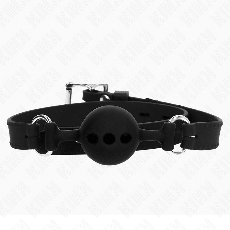 KINK - FULL SILICONE GAG 55 x 2 CM WITH 4 CM BALL SIZE S BLACK ADJUSTABLE 35 - 51 CM - Kink&Play