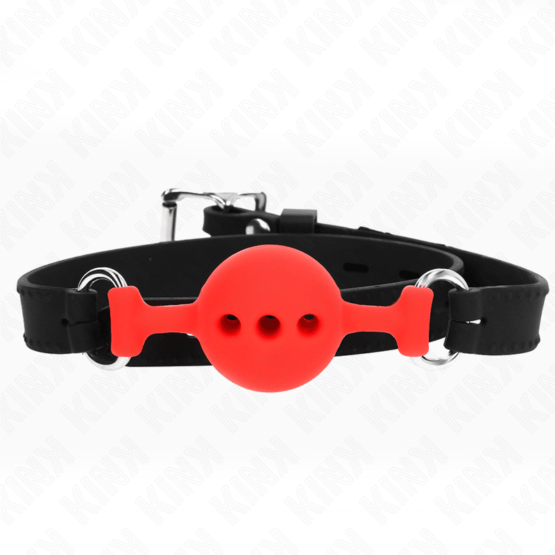 KINK - FULL SILICONE GAG 55 x 2 CM WITH 4 CM BALL SIZE S RED ADJUSTABLE 35 - 51 CM - Kink&Play