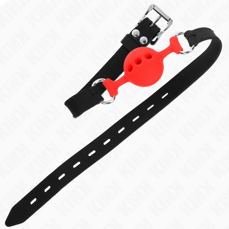 KINK - FULL SILICONE GAG 55 x 2 CM WITH 4 CM BALL SIZE S RED ADJUSTABLE 35 - 51 CM - Kink&Play