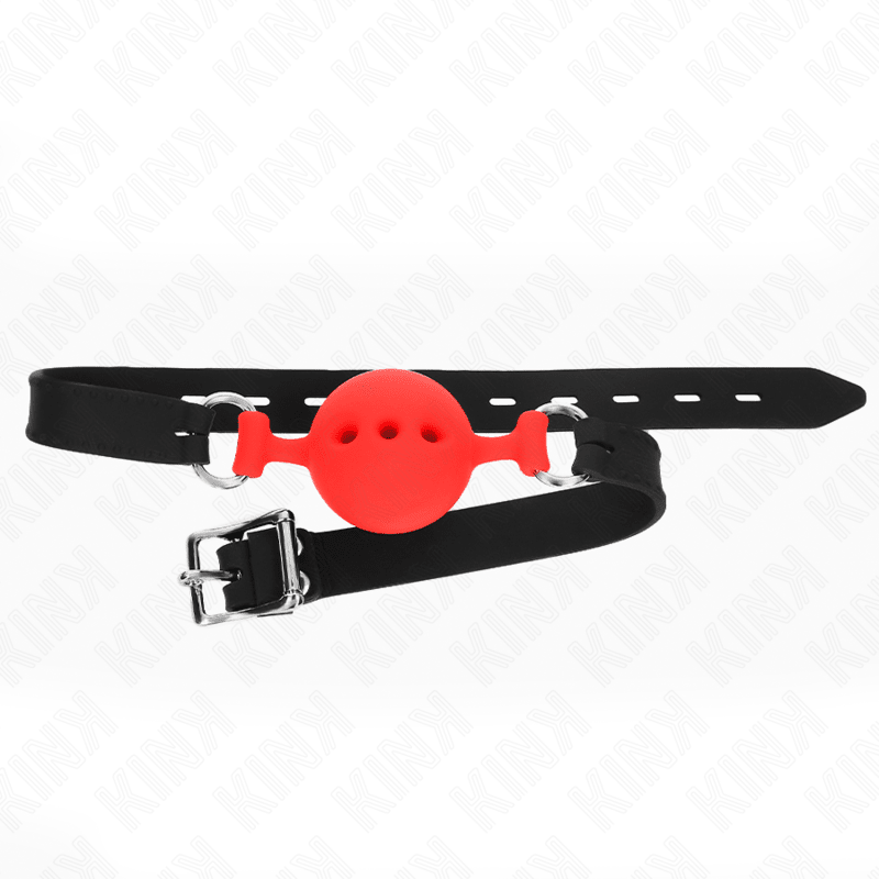 KINK - FULL SILICONE GAG 55 x 2 CM WITH 4.5 CM BALL SIZE M RED ADJUSTABLE 35 - 51 CM - Kink&Play
