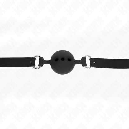 KINK - FULL SILICONE GAG 55 x 2 CM WITH 5 CM BALL SIZE L BLACK ADJUSTABLE 35 - 51 CM - Kink&Play