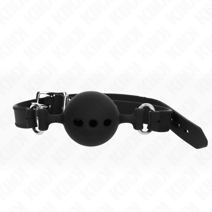 KINK - FULL SILICONE GAG 55 x 2 CM WITH 5 CM BALL SIZE L BLACK ADJUSTABLE 35 - 51 CM - Kink&Play