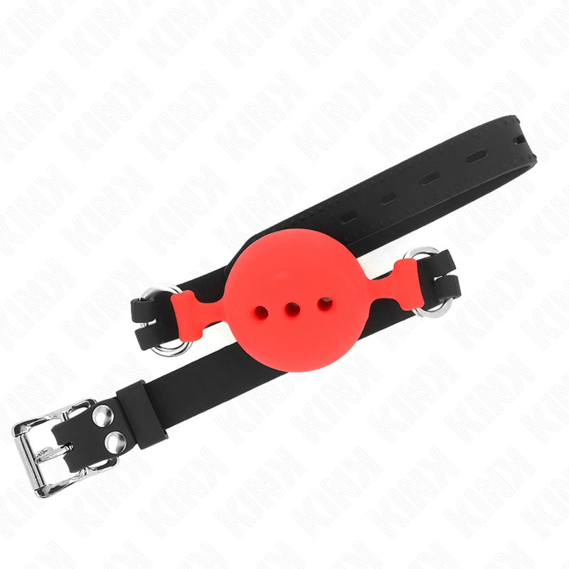 KINK - FULL SILICONE GAG 55 x 2 CM WITH 5 CM BALL SIZE L RED ADJUSTABLE 35 - 51 CM - Kink&Play