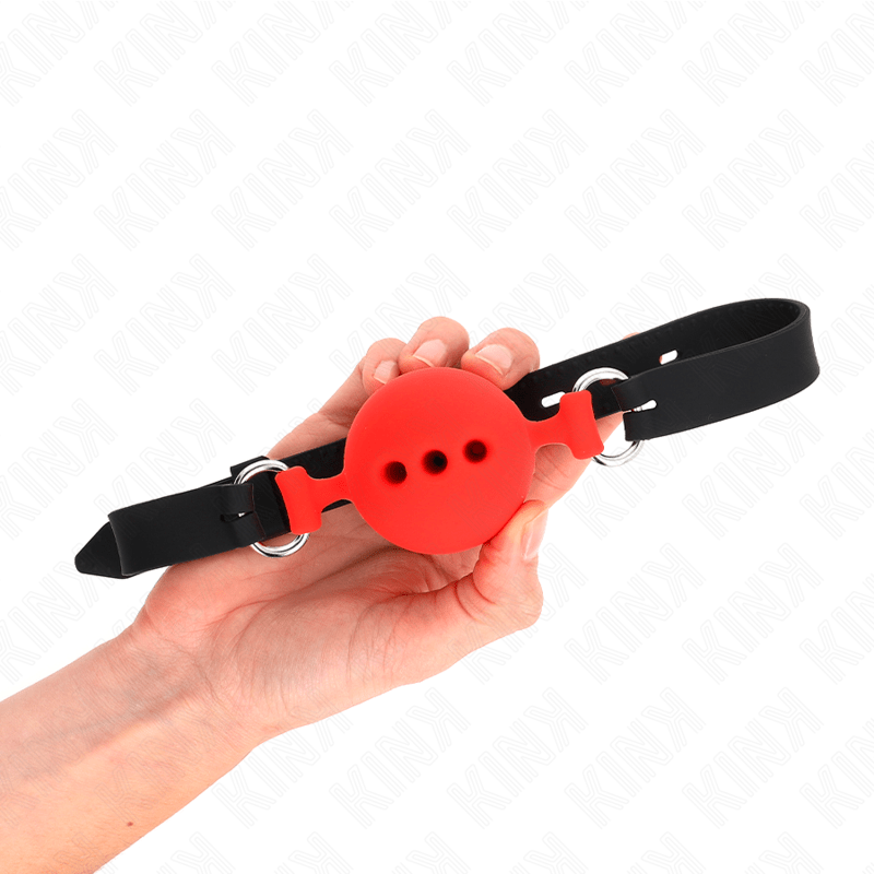 KINK - FULL SILICONE GAG 55 x 2 CM WITH 5 CM BALL SIZE L RED ADJUSTABLE 35 - 51 CM - Kink&Play