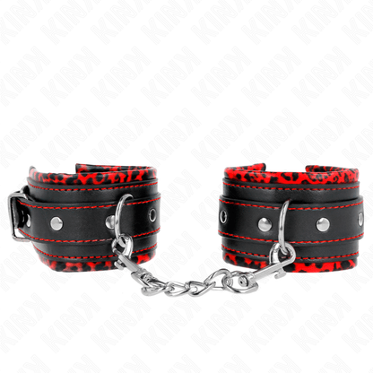 KINK - FUR LINED WRIST RESTRAINTS RED / BLACK ADJUSTABLE 17 - 29 CM X 6 CM - Kink&Play
